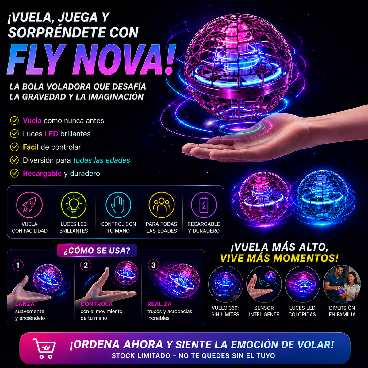 Fly Nova — La Bola Voladora Mágica que Vuela con tu Mano ✋🔮