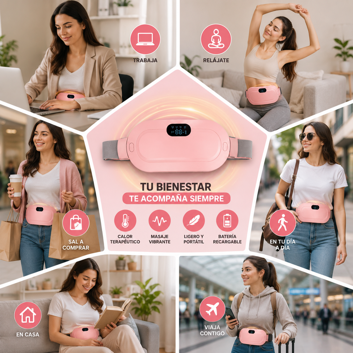 ThermaBelt Rosa — Calor, Vibración y Comodidad para tu Momento del Mes 🌸🔥