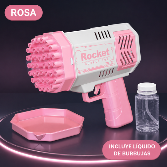 BurbuJet Rocket color rosa, incluye bandeja y liquido de burbujas